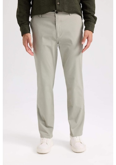 DeFacto Regular Fit Normal Kesim Yazlık Düz Paça Chino Kanvas Pantolon D7349AX25SPKH475