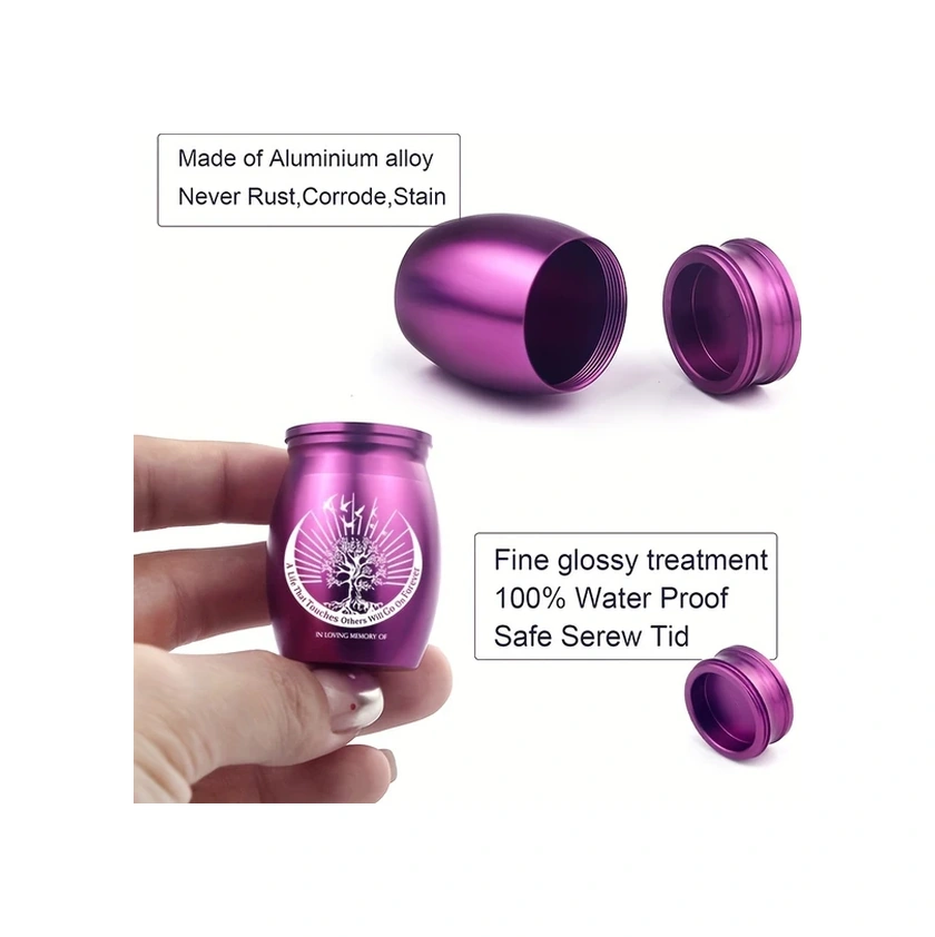 Fochsia Küçük Kül Kutusu - Mavi Su Geçirmez El Yapımı Kremasyon Kül Kabı