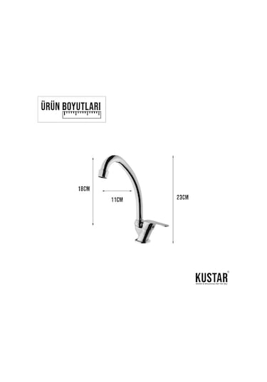 Kustar Krom Mermerden Tek Su Girişli Lavabo Musluğu Krom