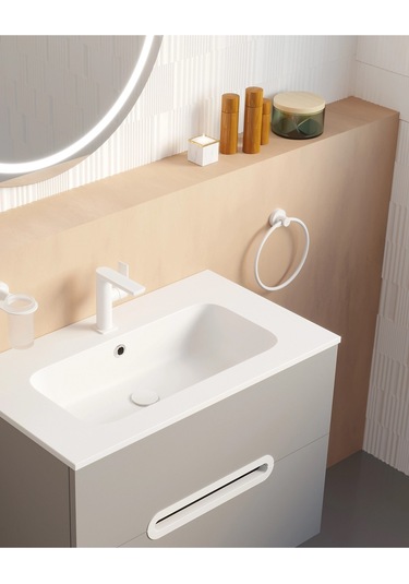 Tecno White Havluluk, Yuvarlak, 21 Cm - Mat Beyaz Mat Beyaz