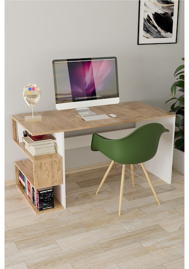 Evdemo Leo Kitaplıklı Çalışma Masası Atlantik Çam Abanoz