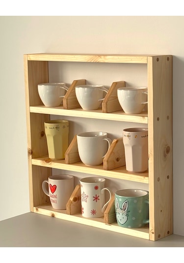 Masif Ahşap Kupa Rafı Ahşap