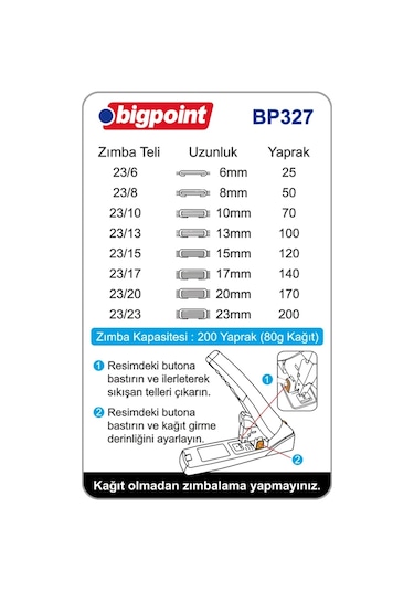 Bigpoint Zımba Makinesi Arşiv Tipi 200yaprak %70 Güç Tasarruflu