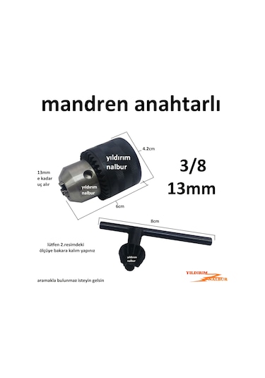 Matkap Mandreni 3/8 13mm Küçük Anahtarlı Mandıren Matkap Kafası