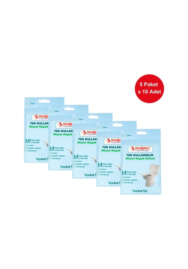 Mulpex Tek Kullanımlık Suda Çözünür Klozet Kapak Örtüsü 5 x 10'lu