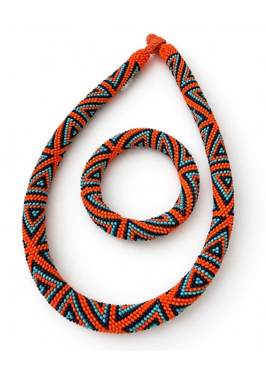 Chichibeads Turuncu Işıltısı Kolye Bileklik Set 03 - Turuncu