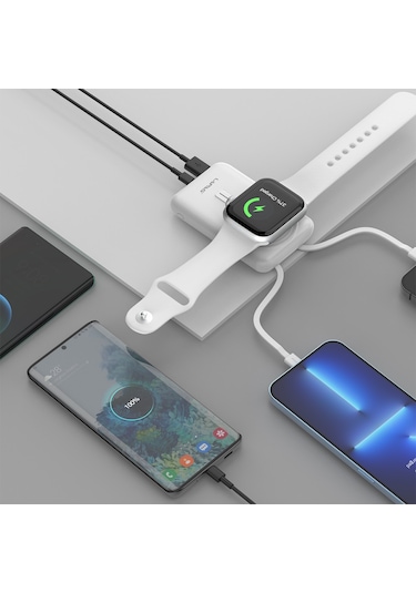 Lapas Lp-pw004 Akıllı Saat Kablosuz Şarj Özellikli Wireless Powerbank 10000mah 15w Beyaz