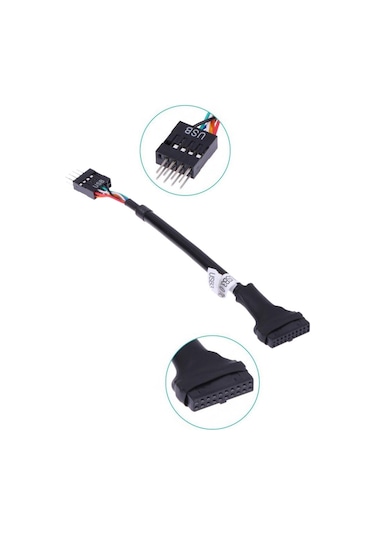 9 Pin Usb 2.0 Erkek To19 Pin Usb 3.0 Dişi Çevirici Kablo 15cm