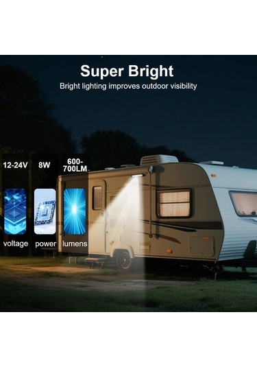 Boatshop1 Siyah 12v 24v Led Karavan Duvar Lambası Çok Renkli Abs Dış İç Aydınlatma Rv Veranda