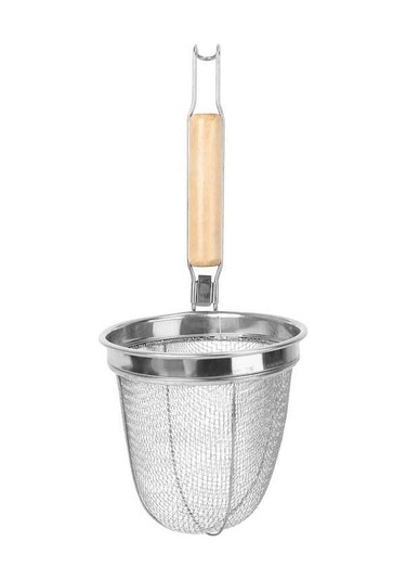 Ulzyvf Yiyecekler Ve Süzgeç Şehriye Saplı Ramen Paslanmaz Çelik Örgü Makarna, Kızarmış Kanca İnce İçin Elek Ahşap Sap Lb Ahşap