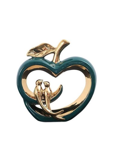 Opulentliving Türk Modern Seramik Meyve Heykeli, 22.5x23cm, Altın Kuşlar, Ev Dekorasyonu, Mükemmel Hediye 22.5cmx23cm