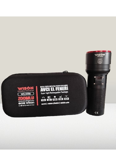 Ws-6200 40w 4000 Lümen Profesyonel Avcı El Feneri Siyah