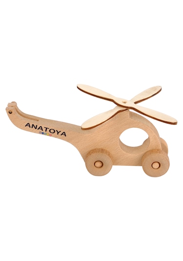 Ahşap İki Boyutlu Oyuncak Helikopter - Anatoya