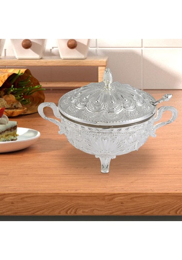 Homyl Kapaklı Şekerlik Mutfak Eğlence Yeniden Kullanılabilir Gümüş