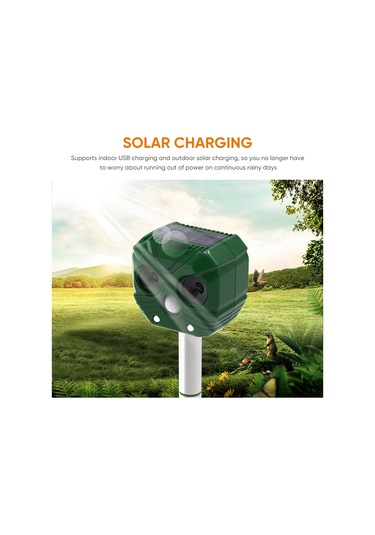 Vkemall Güneş Enerjili Ultrasonik Hayvan Kovucu, Led Işık Ve Kızılötesi Algılama İle Bahçe, Bahçe Ve Aile Güvenliğini Koru Yeşil