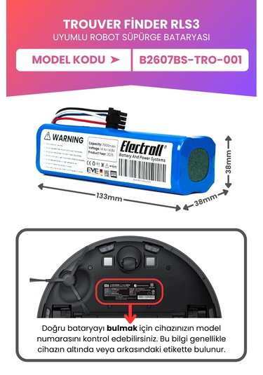Trouver Finder Rls3 Uyumlu Batarya Maksimum Kapasite 7000mah