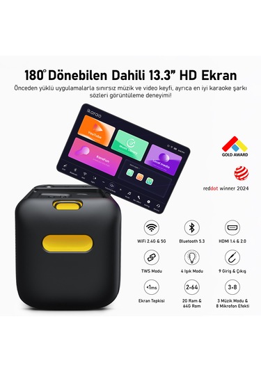 Ikarao Break X1 800 W Partybox Hoparlör Karaoke Seti + Standlı