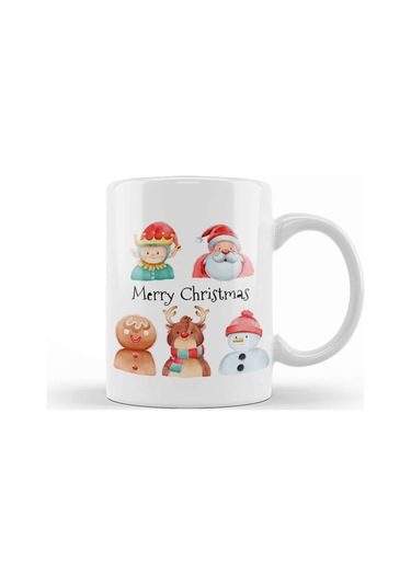 Yeni Yıl Konseptli Noel Karakter Kupa Bardak Porselen Karışık