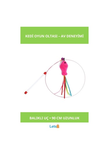 90 Cm Uzunlukta Balıklı Kedi Oyun Oltası