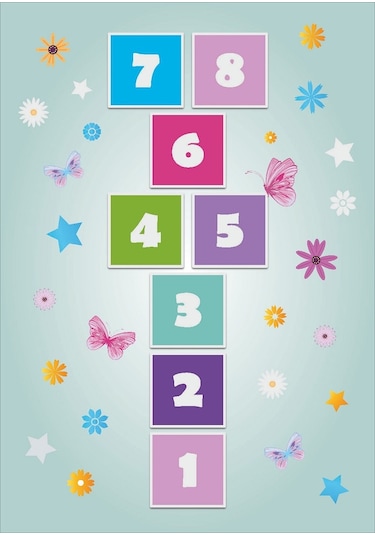 Kaymaz Tabanlı Ince Yıkanabilir Çocuk Halısı Sek Sek