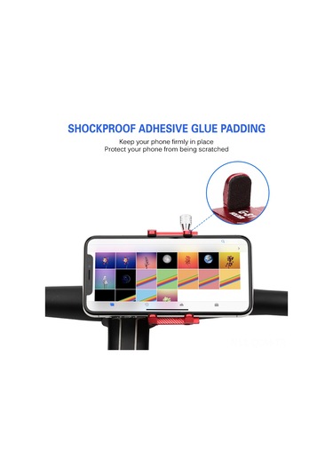 Qingmipy Gub G-81 Aluminyum Bisiklet Telefon Tutucu - 55-100mm Genişlik Uyumlu, 4 Kilitleme Penciği, Kırmızı