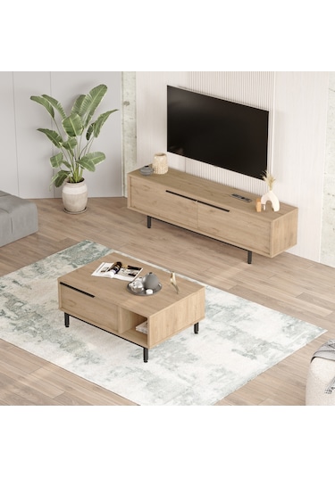 Robin Home Lidya Tv Ünitesi Orta Sehpa 2'li Set Sepet