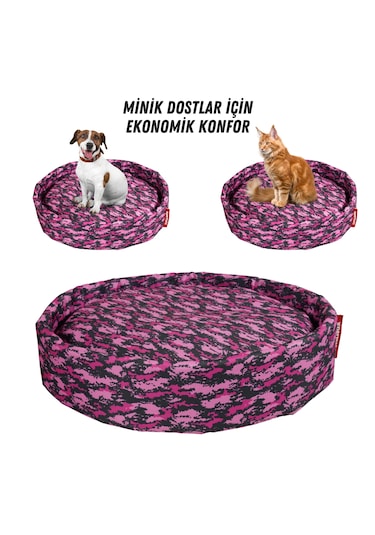 Xpermate Sünger Simit Küçük Irk Köpek Kedi Yatağı 55 Cm Kamuflaj