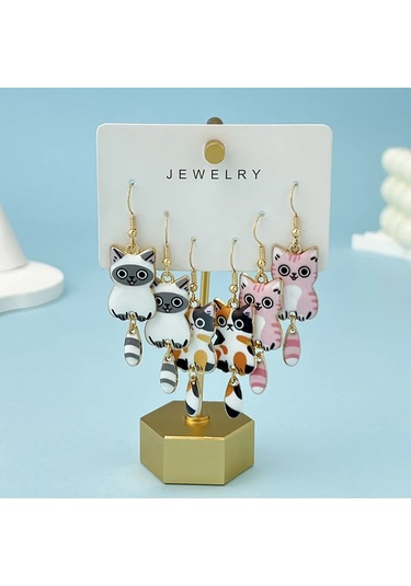 Wholesale11 3 Pairs Yeni Eğlenceli Ve Sevimli Emaye Alaşım Asılı Çok Renkli