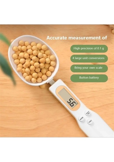 Wondernest Dijital Tartı Kaşık Mutfak Ölçüm Lcd Beyaz Ayarlanabilir 1 Adet Beyaz