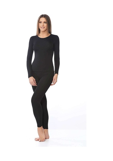 Tutku Kadın Kışlık Termal Sıcak Tutan Tayt Fanila Takım Set Siyahkarışık 2Xl Siyah