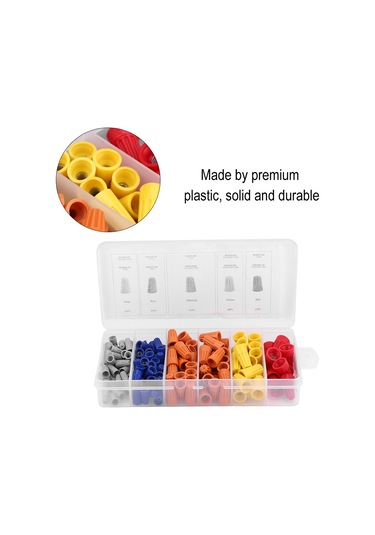 Yaozixa 158 Adet Otomobil Teli Bağlayıcı Seti Gri 40, Mavi 40, Turuncu 50, Sarı 18, Kırmızı 10 - Araç Elektrik Bağlantıları İçin Dayanıklı Plastik Kutulu Fırca Tipi Bağlayıcılar
