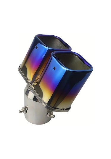 Besthome1 Silvery Kare Ağız Çift Çıkışlı Paslanmaz Çelik Otomobil Egzoz Borusu Ağızları