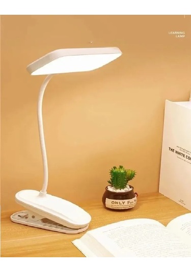 Dofolink Usb Şarjlı 3 Seviye Parlaklık Ayarlı Led Okuma Lambası - Göz Koruyucu, Masaüstü/yatak Odası Kullanıma Uygun, Esnek Boyun Ve Klemeli Tasarım Beyaz