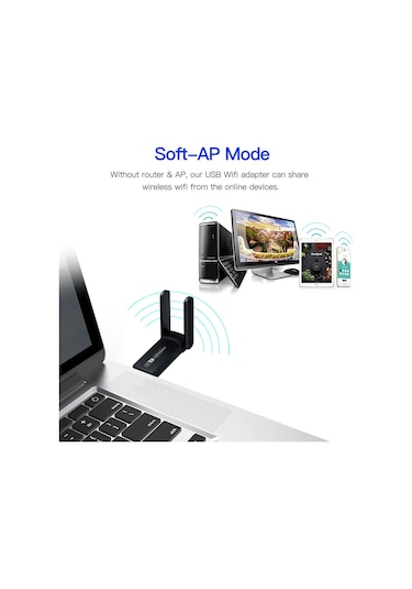 BONJUX AC1300 Mbps Dual Band USB 3.0 Adaptör Kablosuz Wi-Fi 5ghz