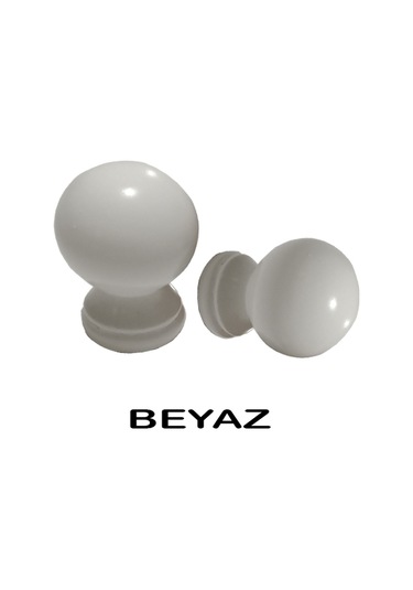 Perdemix Ahşap Rustik Top Başlık 2 Adet Beyaz