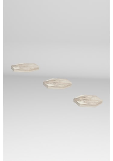 Duvar Rafı Dekoratif 3 Adet Çiçeklik Altıgen Efes