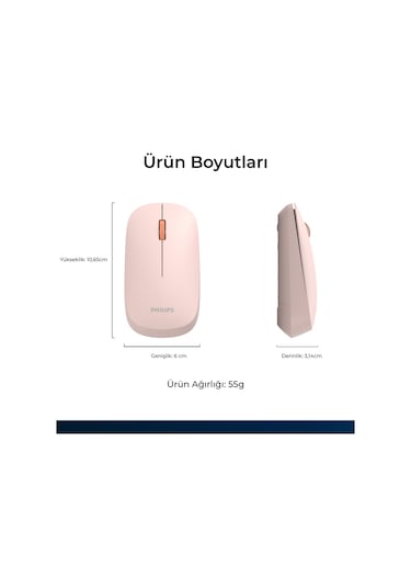 Philips SPK7438 Kablosuz 1600DPI 4 Tuşlu Optik Sessiz Mouse