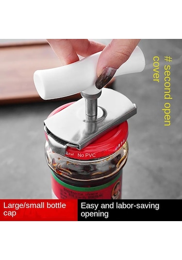 Oi Paslanmaz Çelik Hızlı Şişe Açacağı Ayarlanabilir Konserve Açacağı Gözlük Konserve Kapağı Açacağı Mutfak Aletleri Beyaz