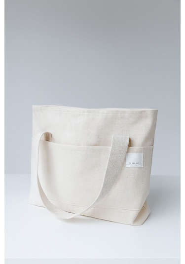 Kadın Krem El Omuz Ve Plaj Çantası Kanvas Çok Amaçlı Kullanım Krem