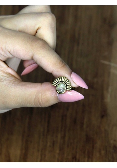 Doğal Taş Sitrin Doğal Taşlı Antik Model Kadın Ayarlanabillir Yüzük Euy82s Sarı