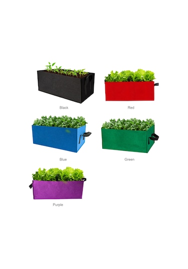 Jeehugo Kırmızı Dikdörtgen Felt Bitki Yetiştirme Çanta, 40x30x20cm, Ev Ve Bahçe İçin, İyi Su Tüketimi, Kök Solunum, Taşınabilir Kollü