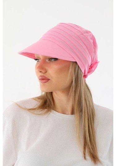 Safari Bağlamalı Pembe Siperli Bandana Vizör Pembe