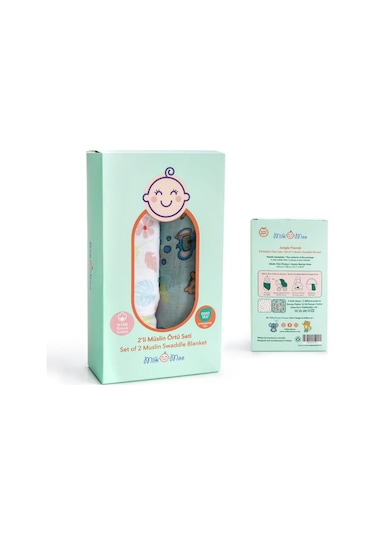 Milk&moo Müslin Örtü 2'li Set Jungle Friends Çok Renkli