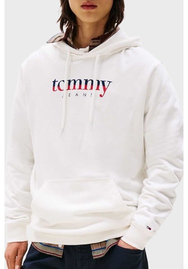 Tommy Jeans Erkek Sweat Dm0dm22113 Ybl Beyaz Beyaz