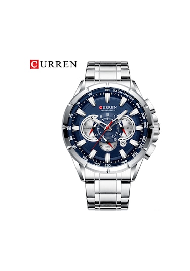 Curren 8363 Erkekler İçin Kuvars Kol Saati Paslanmaz Çelik Kayışlı Üç Alt Göstergeli İkinci Dakika Mikro Saniye Kronograf Tarih Takvim Göstergesi Su Geçirmez Işıklı İskeletli Aksesuarlar Çok Renkli