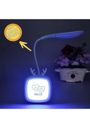 Tv Tasarımlı Kademeli Şarjlı Masa Lambası Led Lambası Pembe