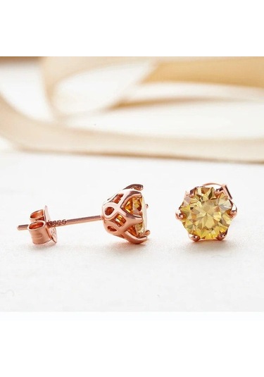 Pembe Bague Ringen S925 Gümüş Set 1ct Renk Mozanit Küpe Kız Arkadaşı Için Sevgililer Günü Hediye Takı