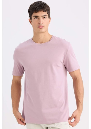 DeFacto New Regular Fit Bisiklet Yaka Basic Düz Kısa Kollu Tişört E1091AXNSBR147 Bordo