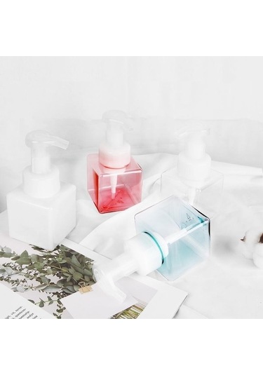 Novahub Şeffaf Dispenser Sabun Köpüğü Köpük Pompası Boş Kare Şişe Plastik Seyahat 450ml Şeffaf Şeffaf
