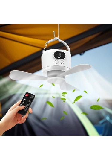 Willowhaven 10400mah Taşınabilir Kamp Fanı Usb Şarjlı Beyaz Led Gece Lambası Çadır İçin Bakır - Siyah